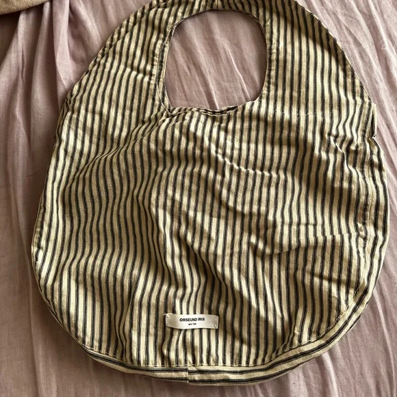 Orseund Iris Black and Tan Striped Tote - Picture 1 of 11